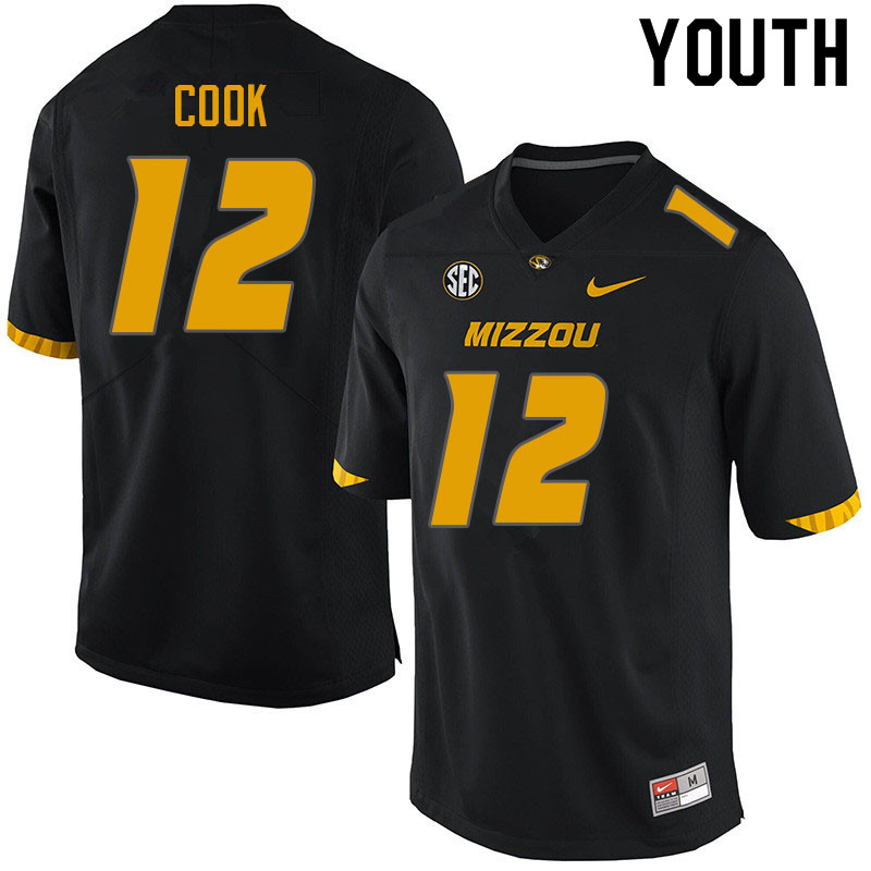 Youth #12 Brady Cook Missouri Tigers College Football Jerseys Sale-Black - Click Image to Close